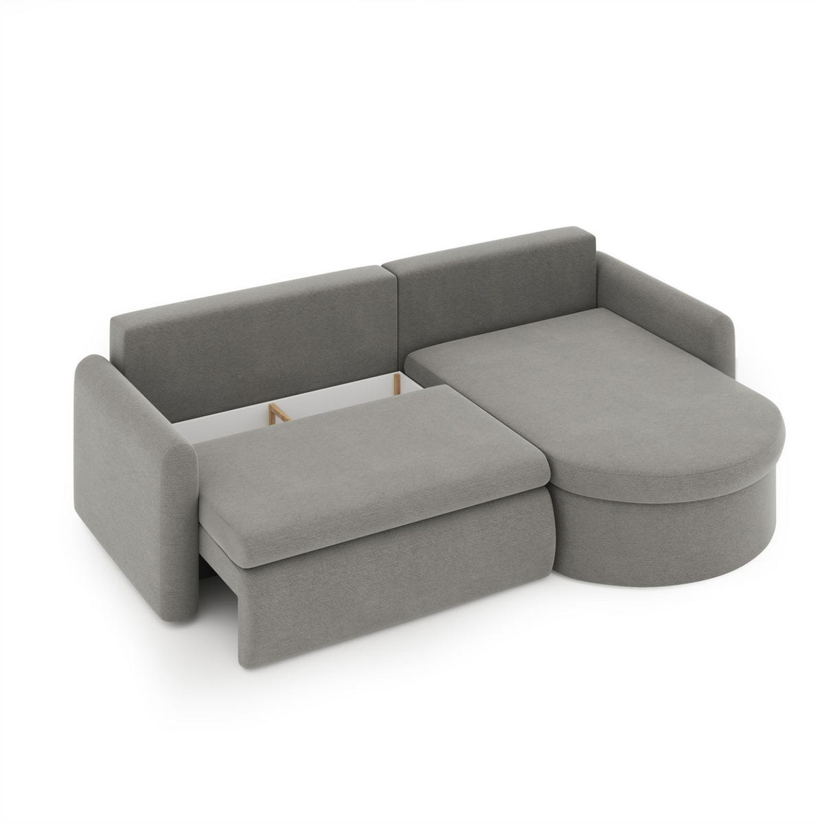 ECKSOFA Feliz In Poso - Hellgrau, Holzwerkstoff/Textil (250/160cm) - Fun Möbel