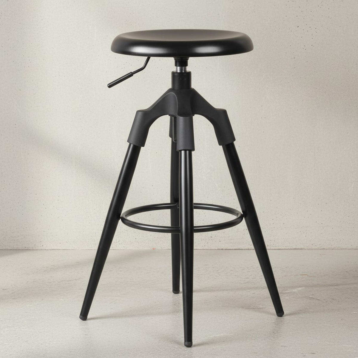 BARHOCKER Industrial Höhenverstellbar Drehbar Goldfarben TIBER, Schwarz 53x53x80 cm - Schwarz, Kunststoff/Metall (53/80/53cm) - KADIMA DESIGN