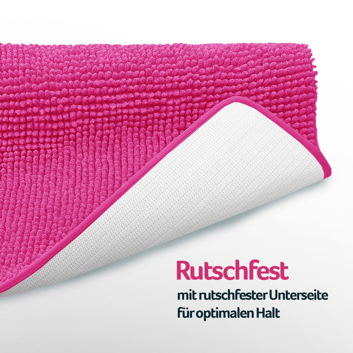 BADEMATTE Chenille 60x90cm Pink - Pink, Textil (90/60cm) - Bestlivings