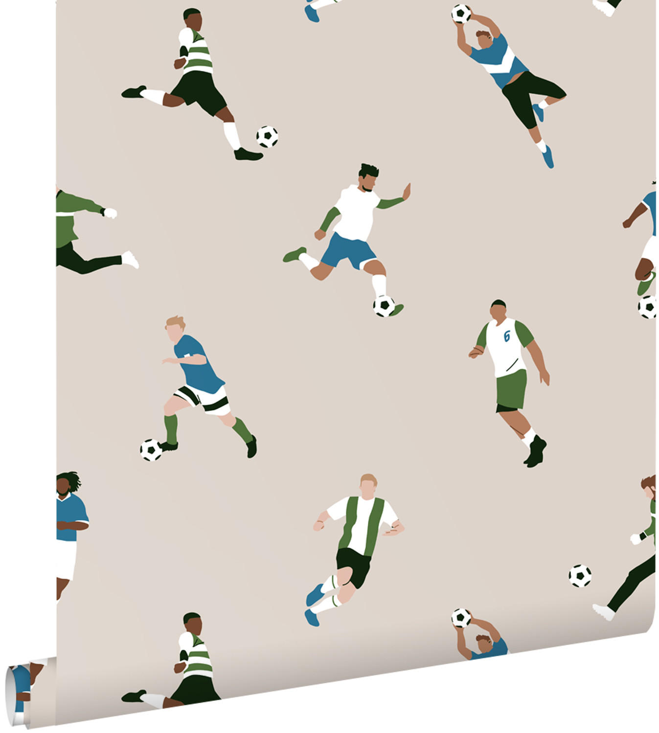TAPETE Fußballspieler 50 x 900 cm - Beige, Papier (50/0.1cm) - ESTAhome