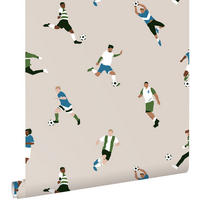 TAPETE Fußballspieler 50 x 900 cm - Beige, Papier (50/0.1cm) - ESTAhome