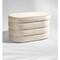 SITZBANK mit Stauraum Oval – Samt Sitztruhe Creme - Beige, Textil (42/42.5/76cm) - Blumtal