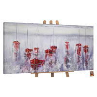 GEMÄLDE Stiller Hafen auf Keilrahmen 140x70 cm - Rot, Holz (140/70cm) - YS-art gallery