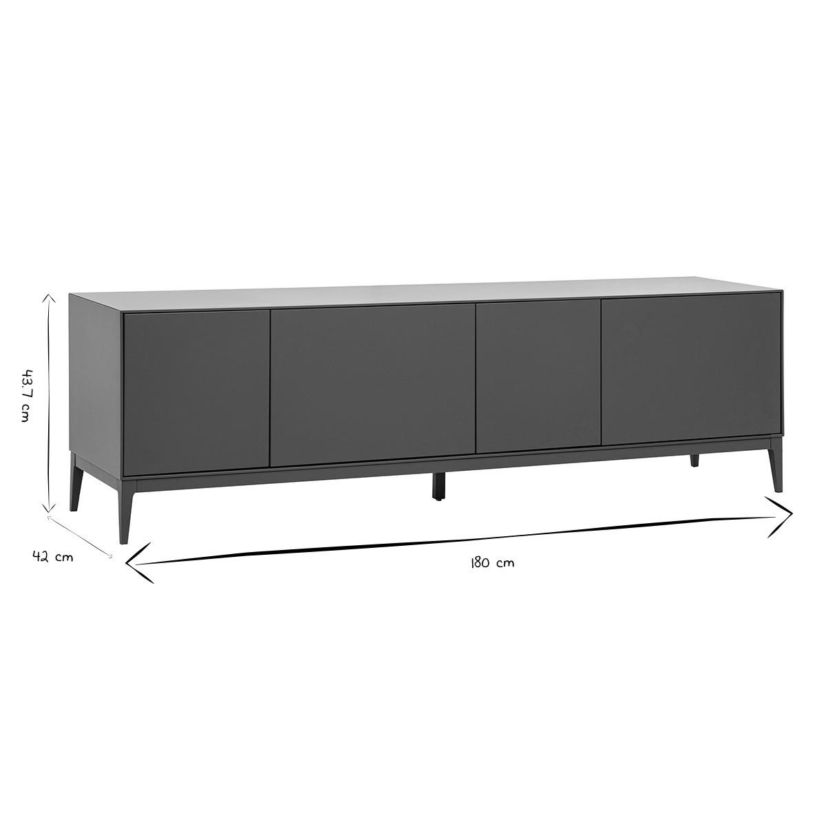 TV-MÖBEL in glänzendem Grau mit Aufbewahrung L180 cm GRAY - Grau, Kunststoff (42/43.7/180cm) - Miliboo