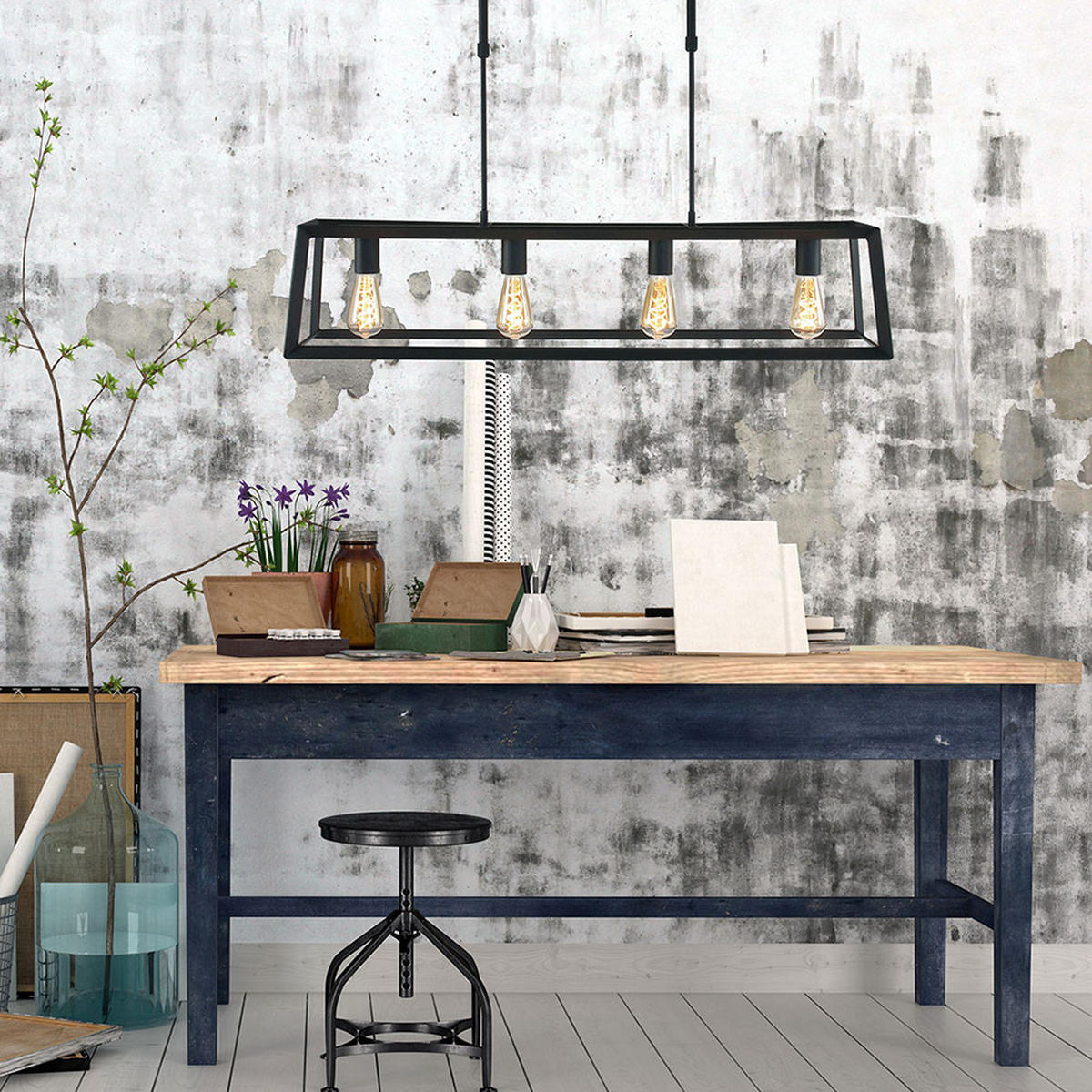 HÄNGELEUCHTE Buckley Metall Schwarz - Schwarz, Metall (100/20/130cm)