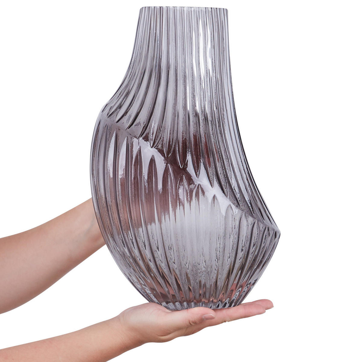 BLUMENVASE Glas grau Myrsina - Grau, Glas (36cm) - Beliani