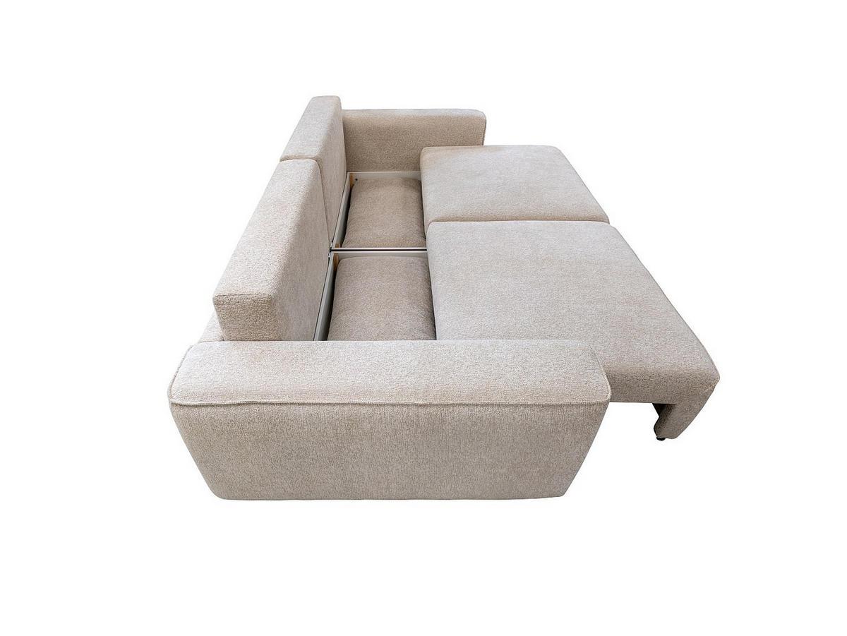 SCHLAFSOFA - 3 Personen - stoff - beige Ricapo - Beige, Kunststoff/Textil (266/90/125cm) - Vente-Unique