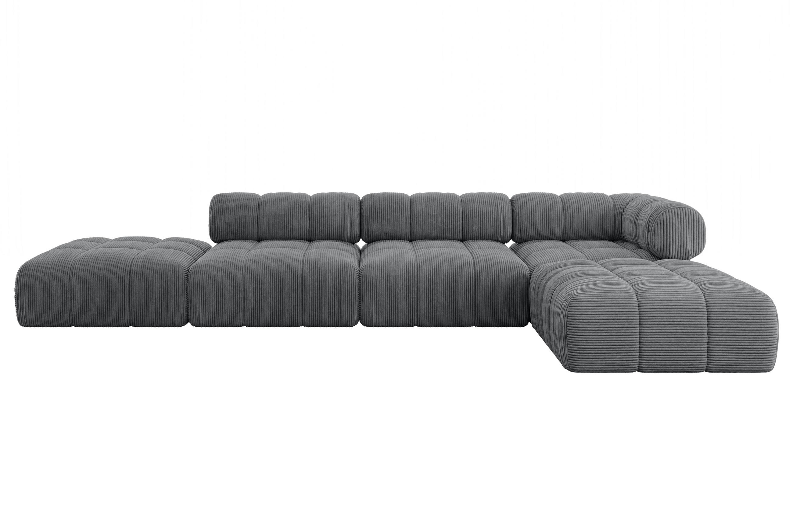 ECKSOFA modulares Sofa Kerru-L2 - 380x190x70 cm Dunkelgrau Cord - Dunkelgrau, Holzwerkstoff/Textil (380/190cm) - ALTDECOR