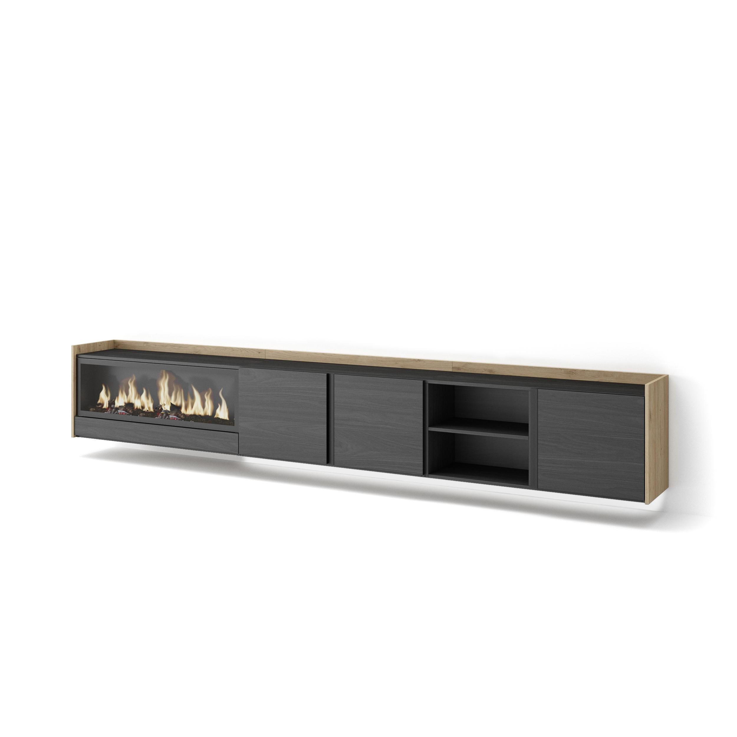 Skraut Home Lowboard, Schwarz 315x50x35 cm