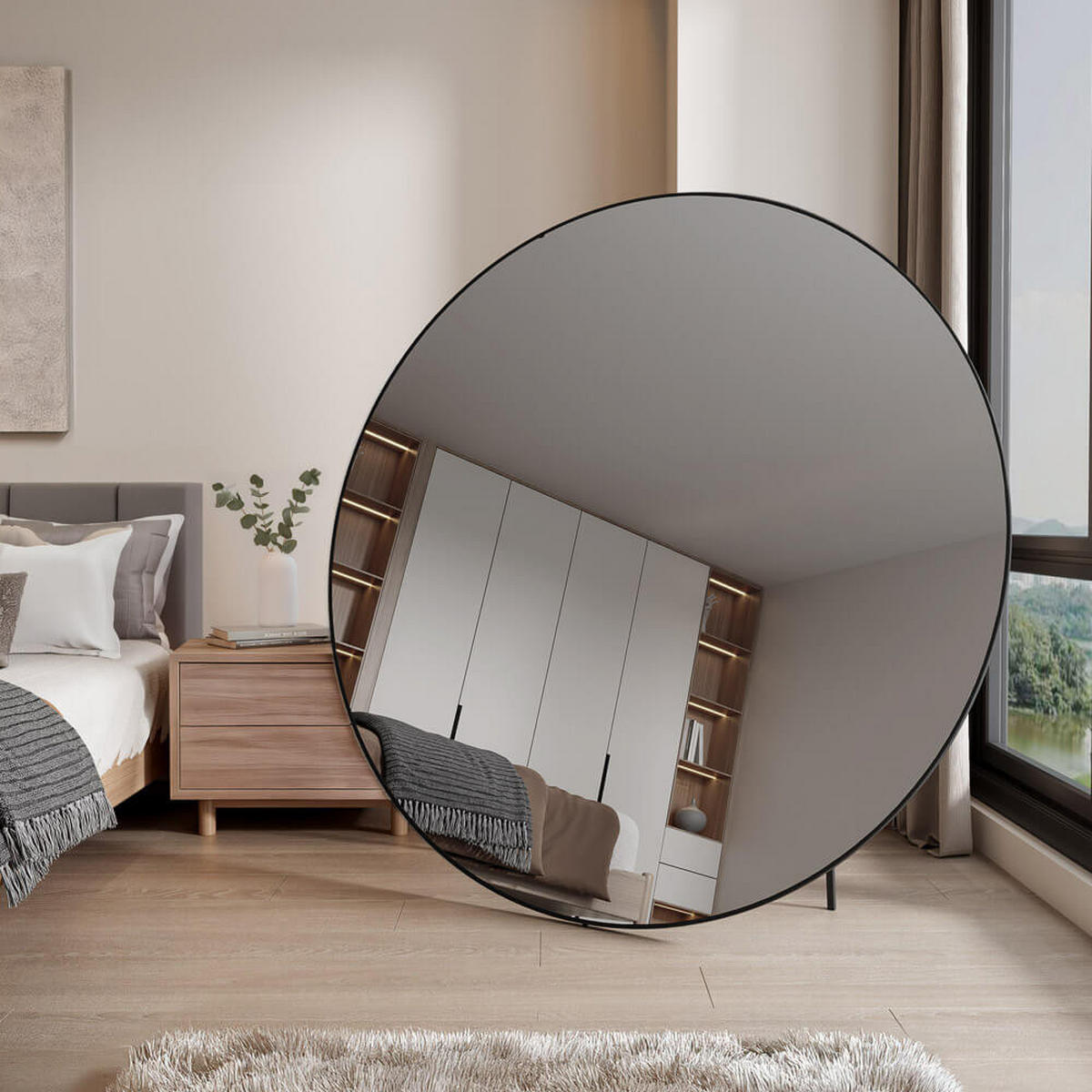 XXL SPIEGEL KALI - 160 x 160 cm - Schwarz, Glas (160/160/2cm) - Home Deluxe