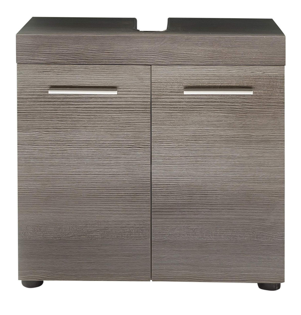 WASCHBECKENUNTERSCHRANK grau Rauchsilber 58 cm, Badschrank 2-türig - Silberfarben/Schwarz, Holzwerkstoff/Kunststoff (58/57/31cm) - Top.Furn