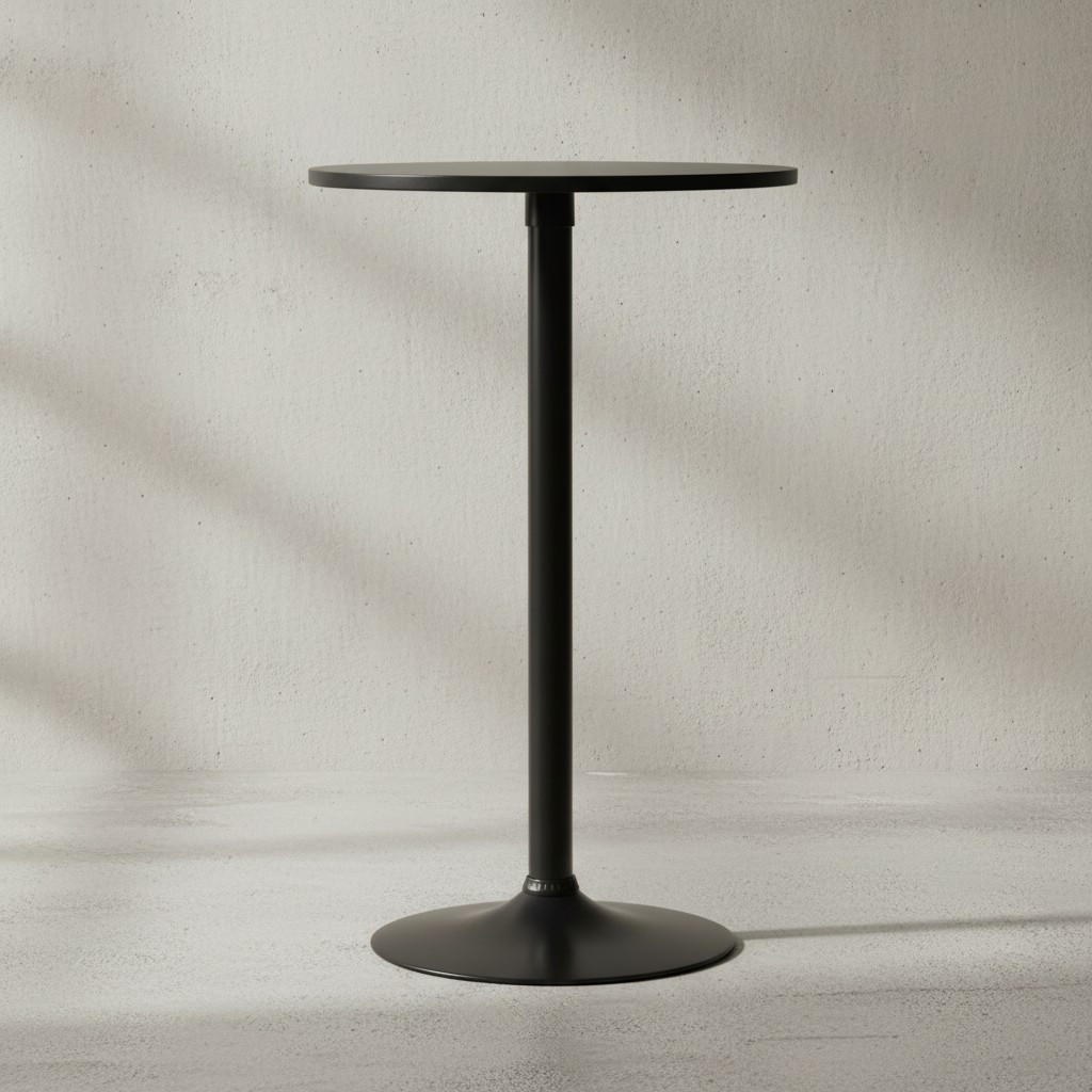 BARTISCH – Schwarz, Trompetenfuß, 30 kg Belastbarkeit - Schwarz, Holz/Metall (60/100/60cm) - KADIMA DESIGN