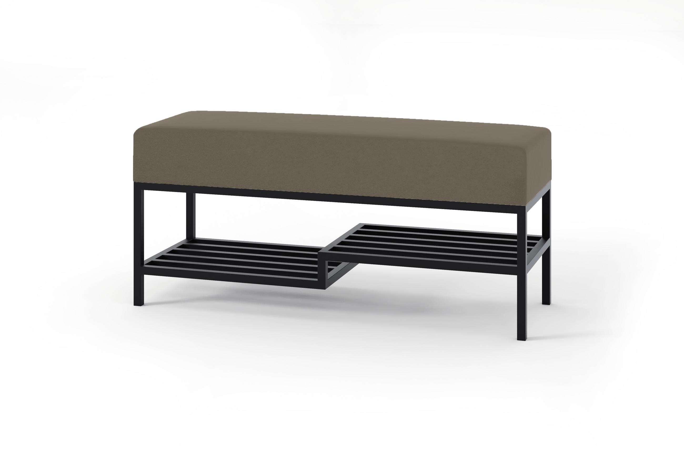 POLSTERBANK MELLO 100 Graubraun, Schwarzes Metallgestell, Royal Velvet - Dunkelgrau/Schwarz, Textil/Metall (100/45/35cm) - Bettso