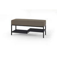 POLSTERBANK MELLO 100 Graubraun, Schwarzes Metallgestell, Royal Velvet - Dunkelgrau/Schwarz, Textil/Metall (100/45/35cm) - Bettso