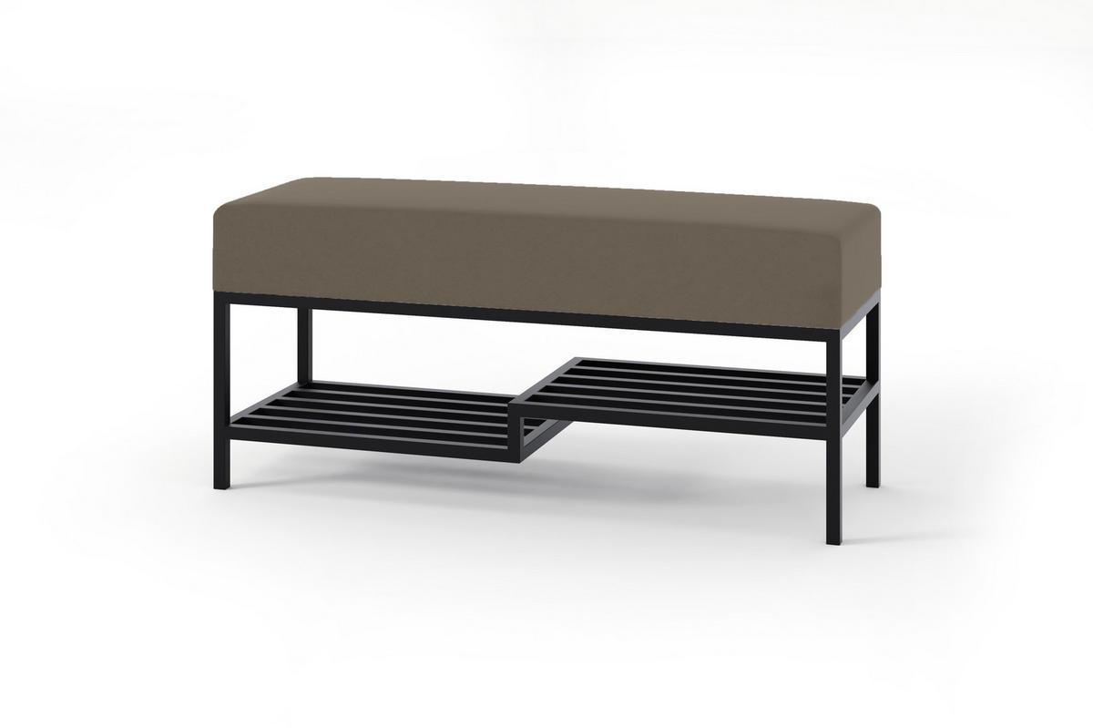 POLSTERBANK MELLO 100 Graubraun, Schwarzes Metallgestell, Royal Velvet - Dunkelgrau/Schwarz, Textil/Metall (100/45/35cm) - Bettso