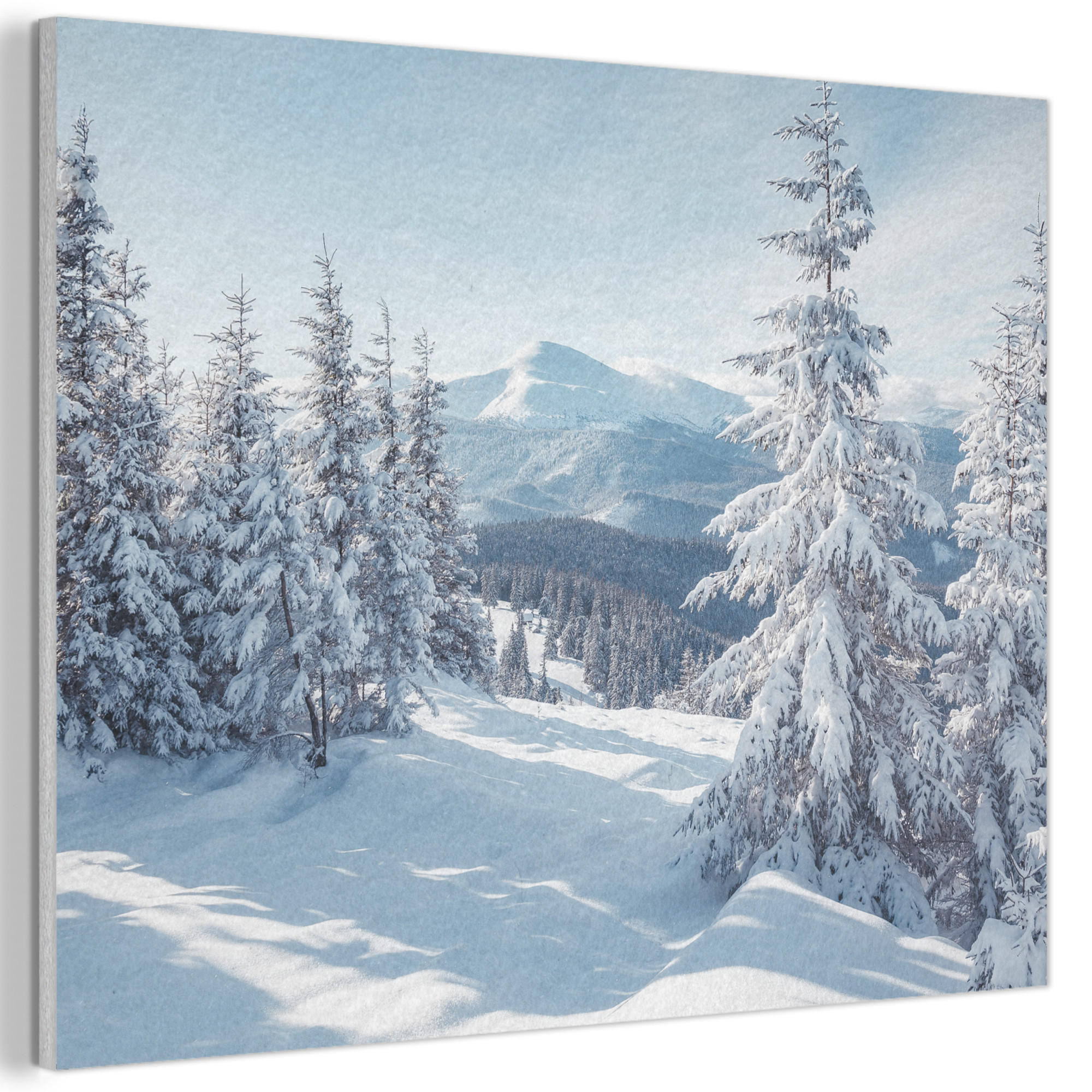 MuchoWow AKUSTICKÝ obraz Zimní krajina - Příroda - Hory - Stromy - Sníh 80x60 cm