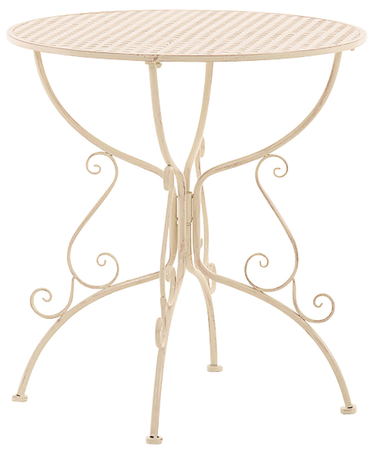 GARTENBEISTELLTISCH rund Ø70 cm Metall antik-creme - Creme, Metall (70/70/74cm) - CLP