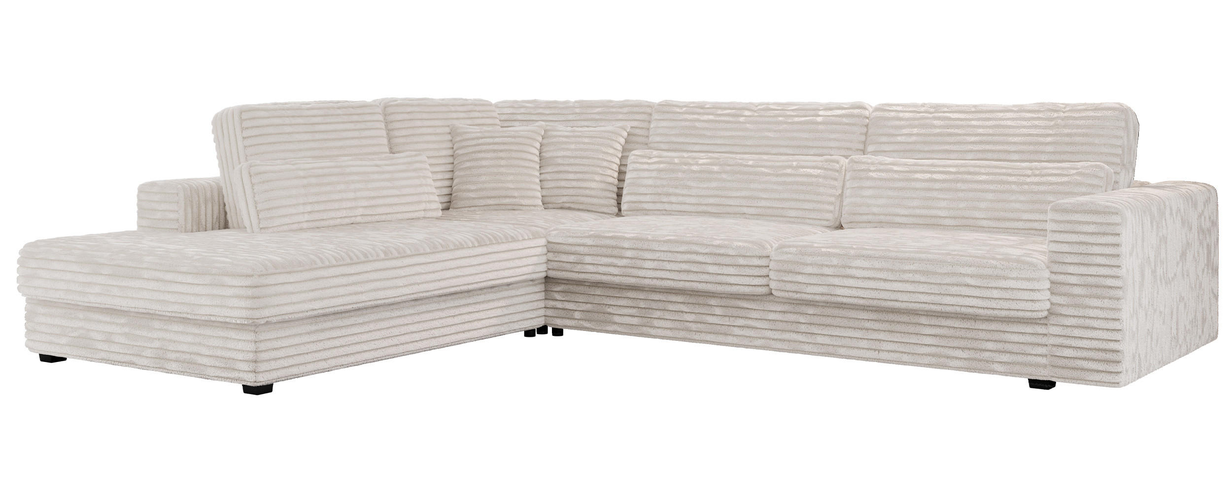 ECKSOFA Savona Beige breiter Cord - links - Beige/Schwarz, Kunststoff/Textil (316/249cm) - MKS