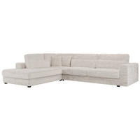 ECKSOFA Savona Beige breiter Cord - links - Beige/Schwarz, Kunststoff/Textil (316/249cm) - MKS