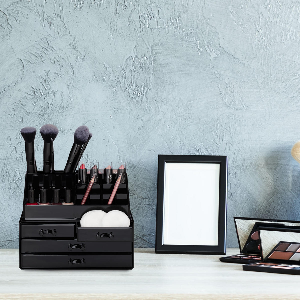 MAKEUP Organizer - Schwarz, Kunststoff (24/19/13.5cm) - Relaxdays
