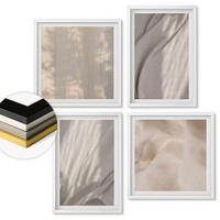 WANDBILDER 4er-Set - 50x50 cm & 40x60 cm Weißer Rahmen - Nahaufnahme von natürlichen Boho-Stoffen - Weiß, Kunststoff (50/50cm) - ArtPrintCave