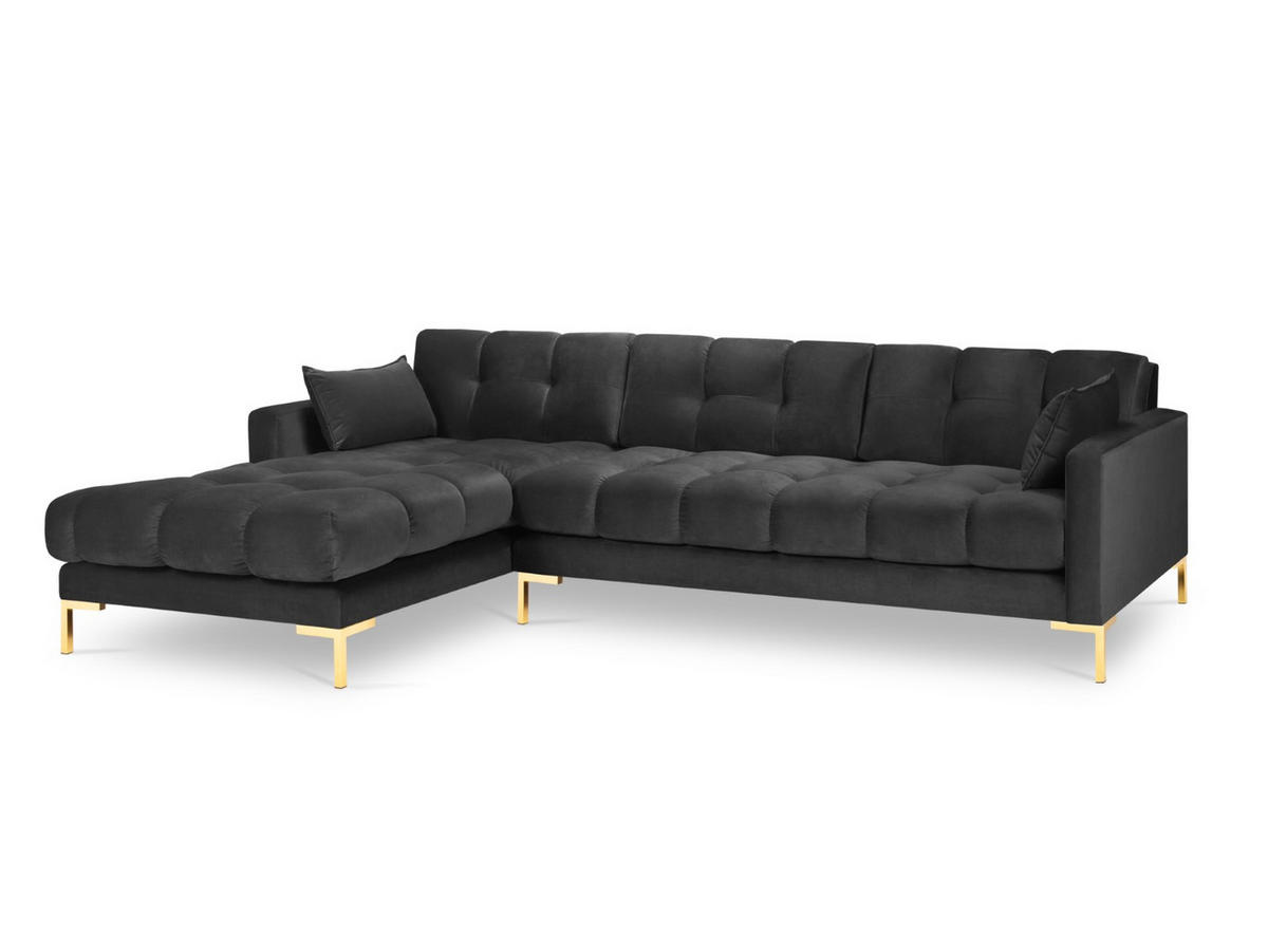 ECKSOFA links Mamaia aus Samt dunkelgrau 5 Sitzplätze - Dunkelgrau, Textil (185/293cm) - Micadoni