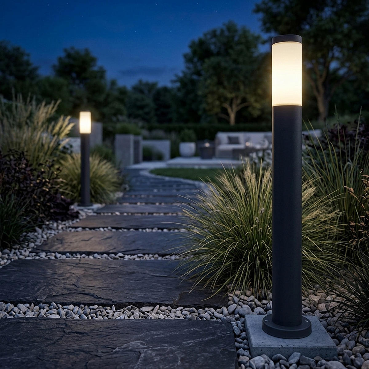 LED AUSSENLEUCHTE Edelstahl Anthrazit 2er Set - Anthrazit, Metall (7.6/11/80cm) - Globo Lighting