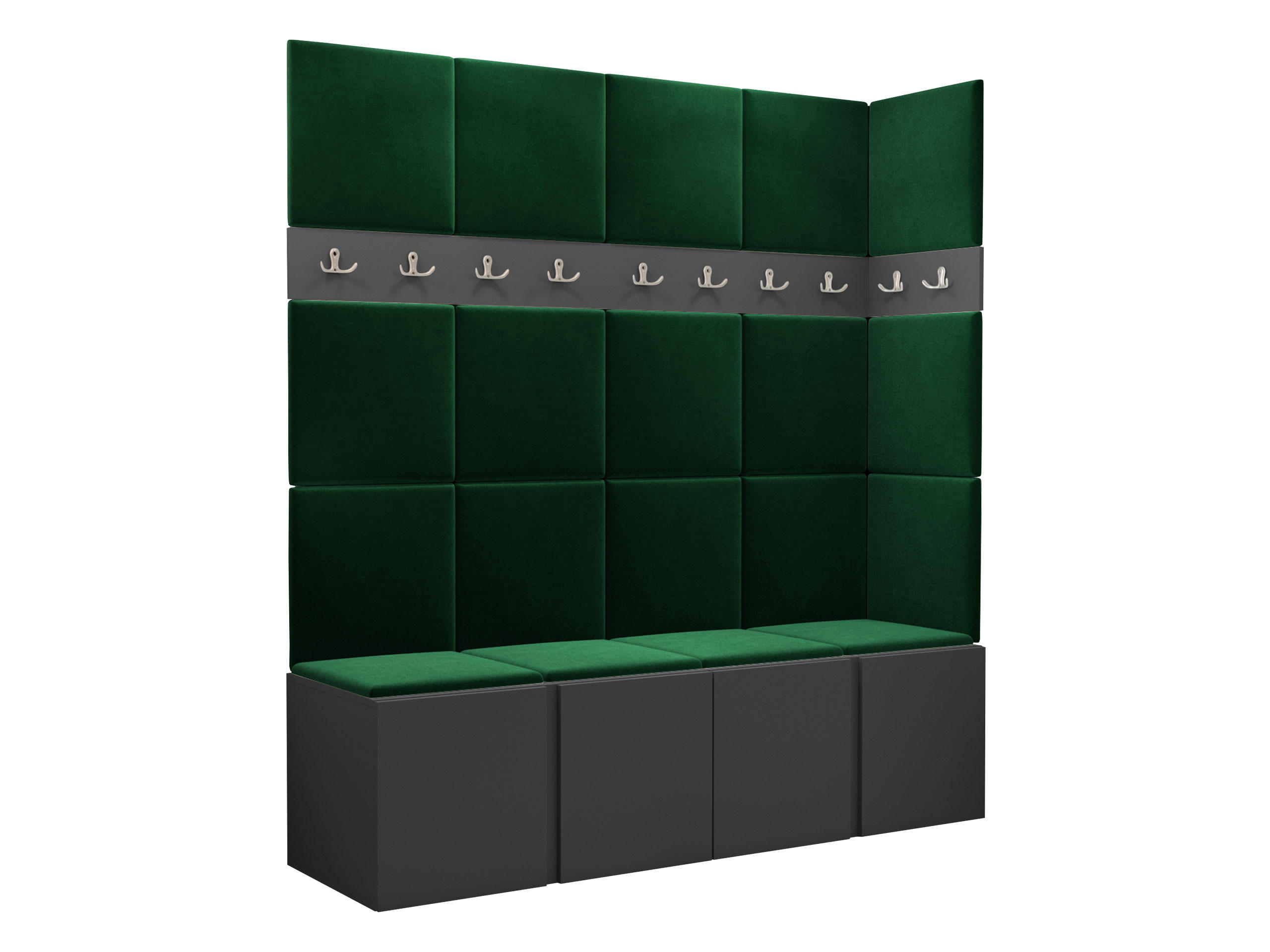 GARDEROBEN-SET Orion II - Graphitfarben/Grün, Holzwerkstoff/Kunststoff (168/186/46cm) - MIRJAN24