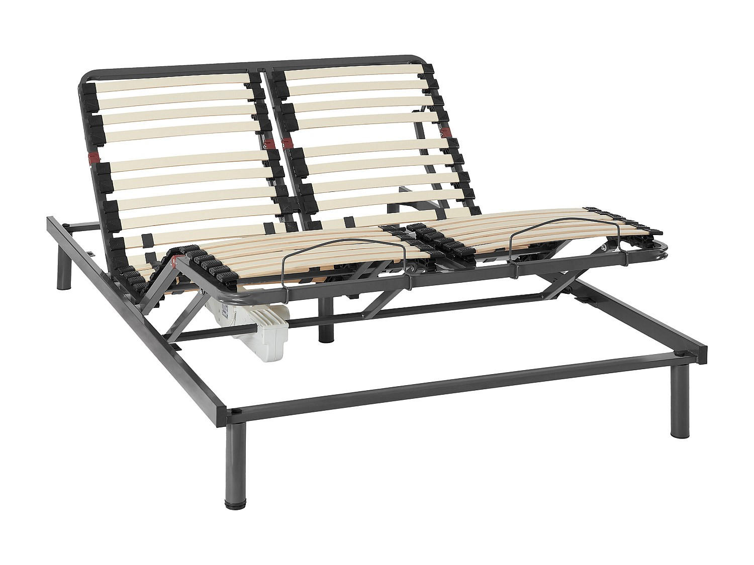 BETTGESTELL mit verstellbarem Lattenrost - 2 Personen - metall - schwarz Pandino - Schwarz, Metall (140/200cm) - Vente-Unique