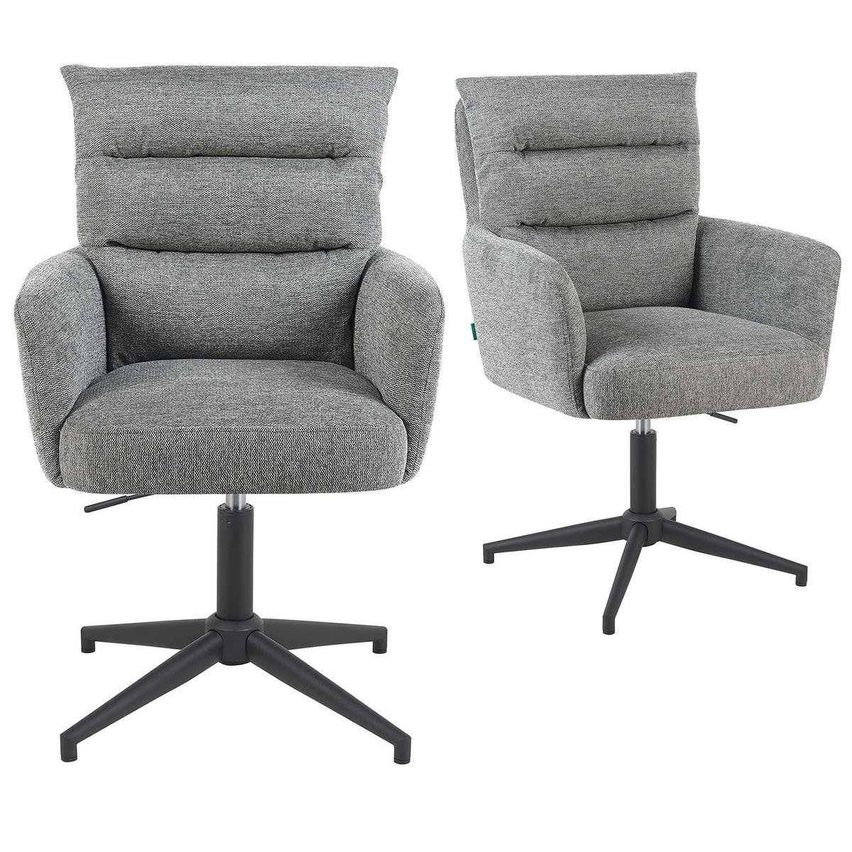 BÜROSTUHL Mika-Romy - Schwarz/Grau, Textil/Metall (59/91/66cm) - DUBI Möbel