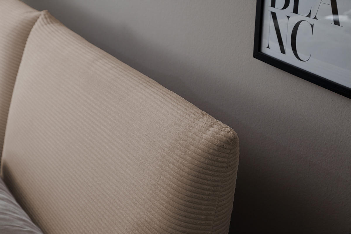 POLSTERBETT HENRY Taupe Cord - Taupe/Schwarz, Textil (140/200cm) - KAWOLA