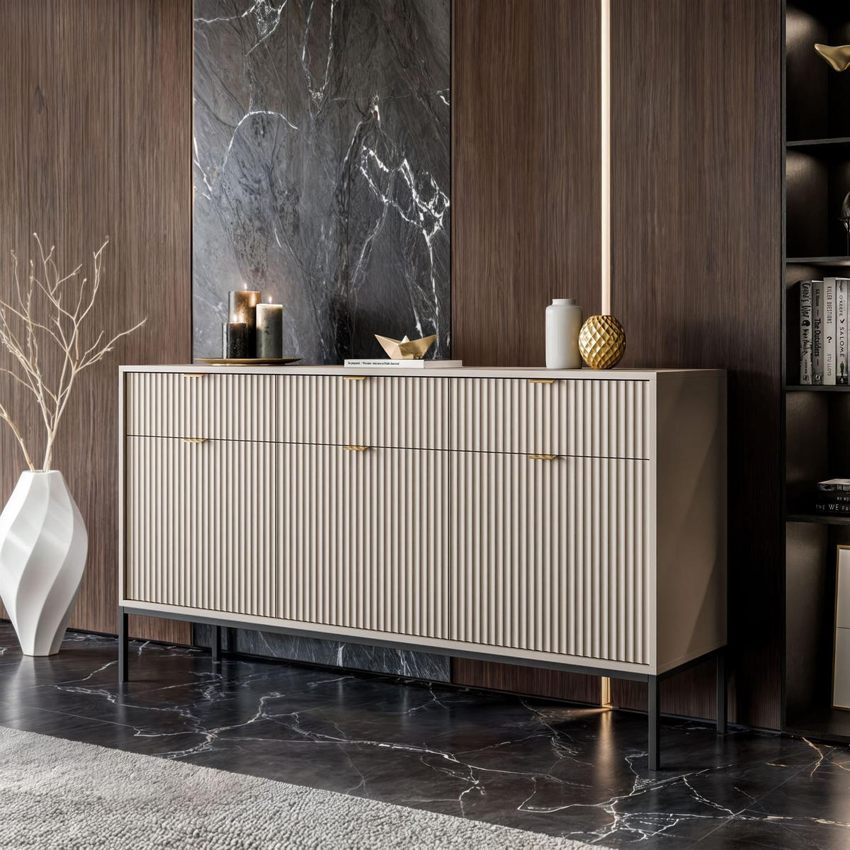 SIDEBOARD CORTADO KSZ154 MIT SCHUBLADEN 154 CM KASCHMIR - Beige, Holzwerkstoff (154/83/39cm) - Lookway