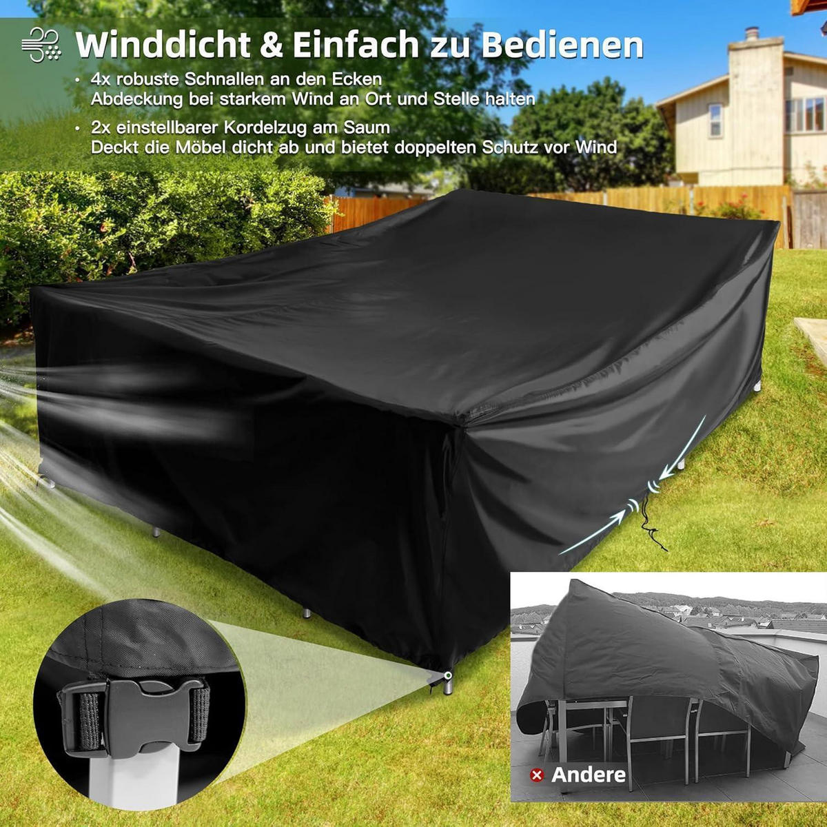 ABDECKPLANE Gartenmöbel COMLAX FIELD 240 x 210 x 85 cm - Schwarz, Kunststoff (210/85/240cm)