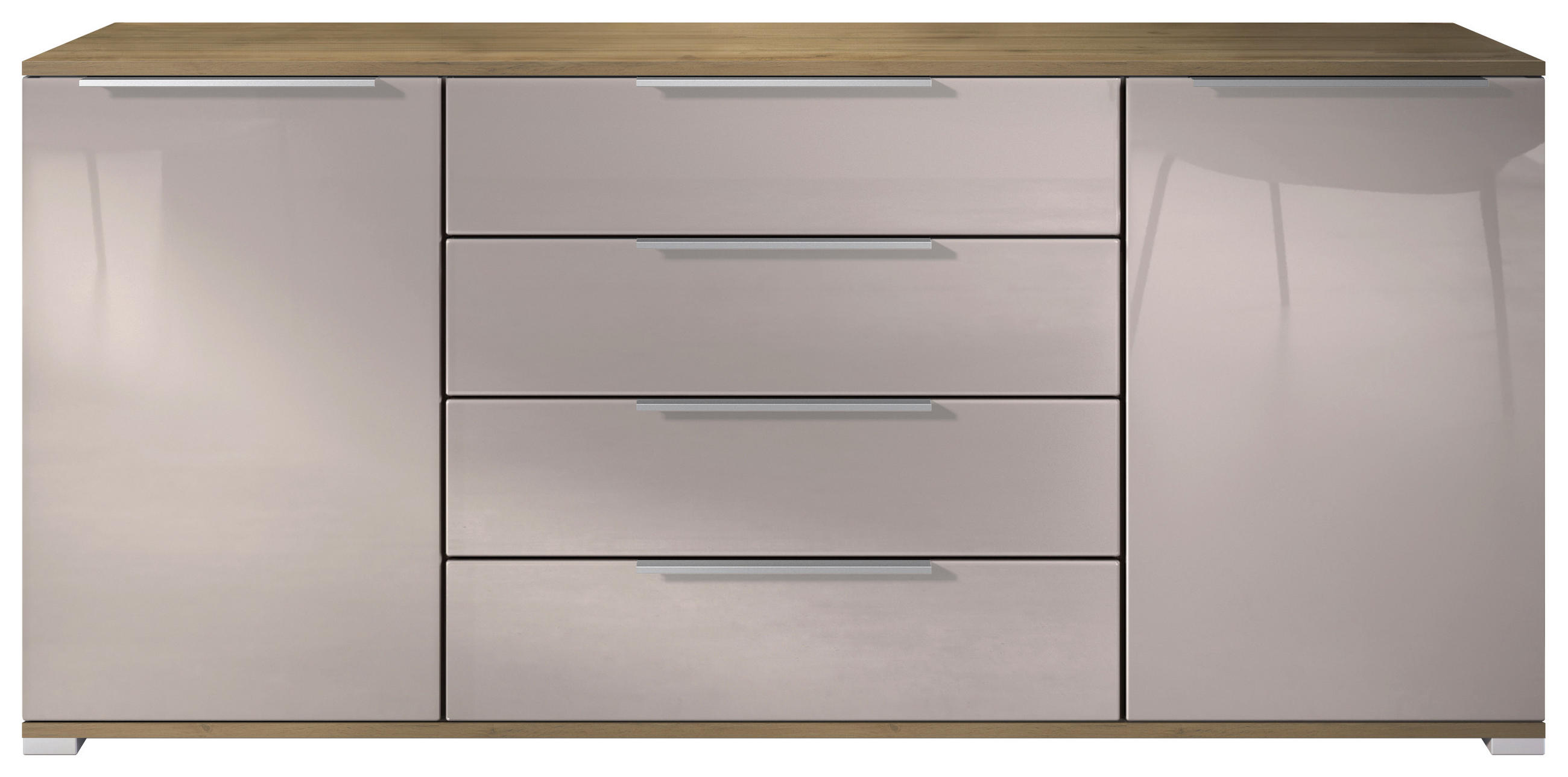SIDEBOARD Linio Sandgrau Hochglanz - Sandfarben, Holzwerkstoff (166.5/75.5/35cm) - Vladon