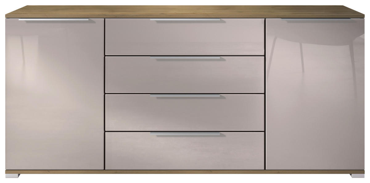 SIDEBOARD Linio Sandgrau Hochglanz - Sandfarben, Holzwerkstoff (166.5/75.5/35cm) - Vladon