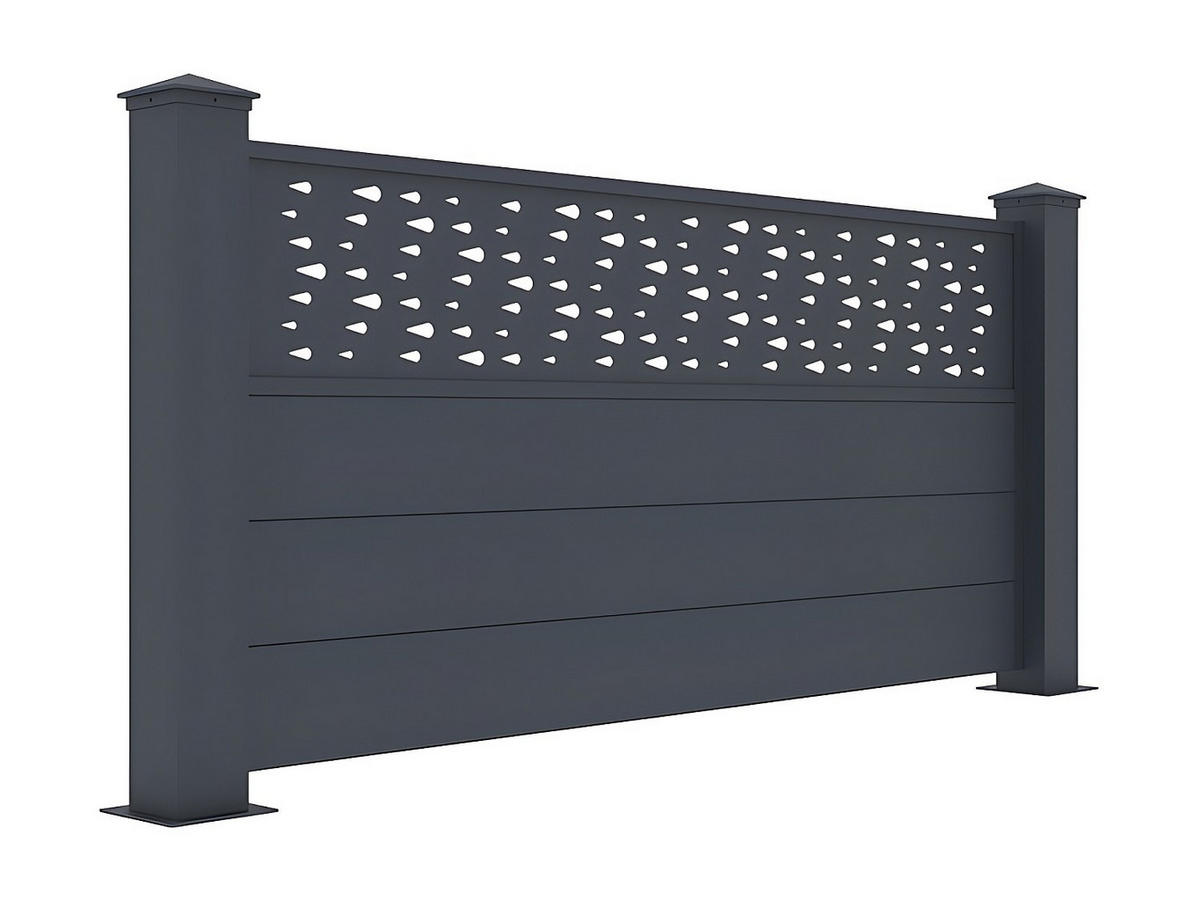 ZAUN - 168cm x 15.3cm - Aluminium - anthrazitgrau - BAZIO - Anthrazit, Metall (168/78cm) - Vente-Unique