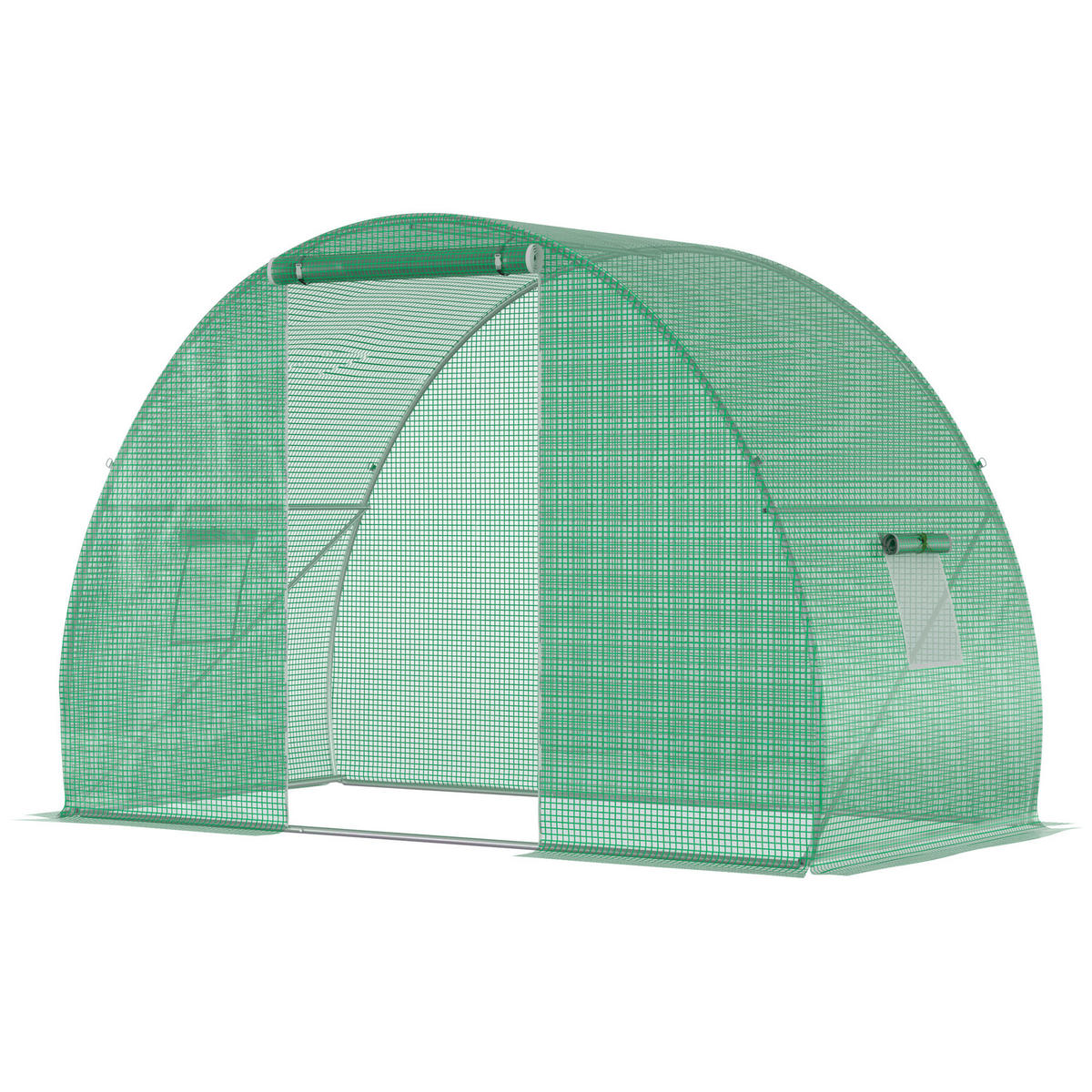 GEWÄCHSHAUS DE-11923 mit Tür & 2 Fenstern Grün - Grün, Metall (300/200/150cm) - ComfortXL