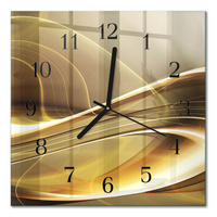 WANDUHR 30x30 cm - Abstrakte Linien - Goldfarben, Glas (30/30/0.4cm) - TULUP
