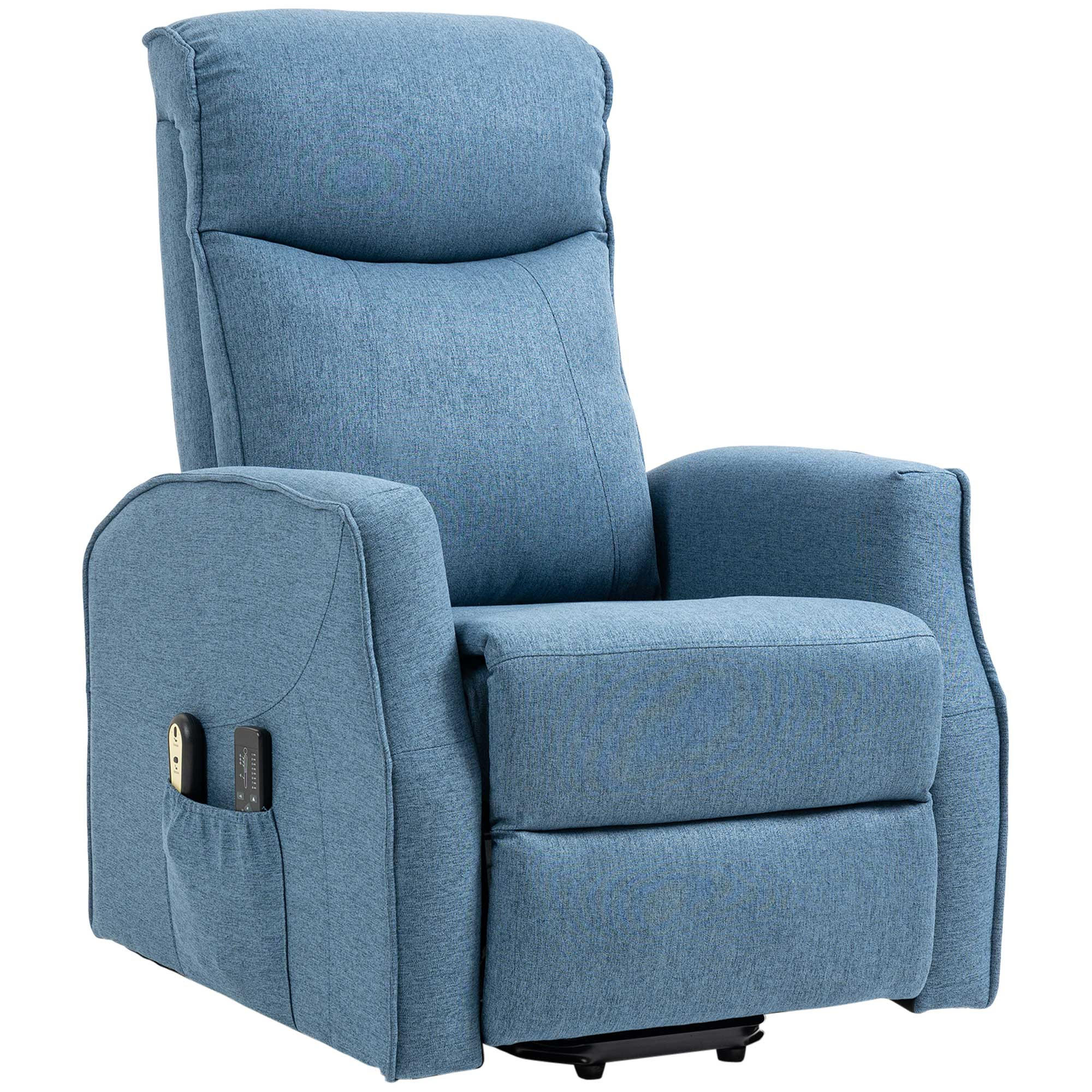 MASSAGESESSEL mit Aufstehhilfe, Leinen, Blau - Blau, Kunststoff (87.5/110/74.5cm) - HOMCOM