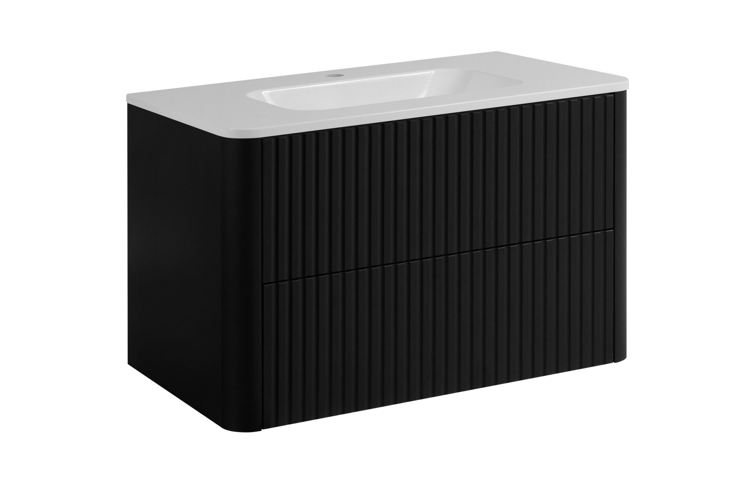 3XE Living Badezimmerschrank: Schwarz 80.3x48.4x43.7 cm