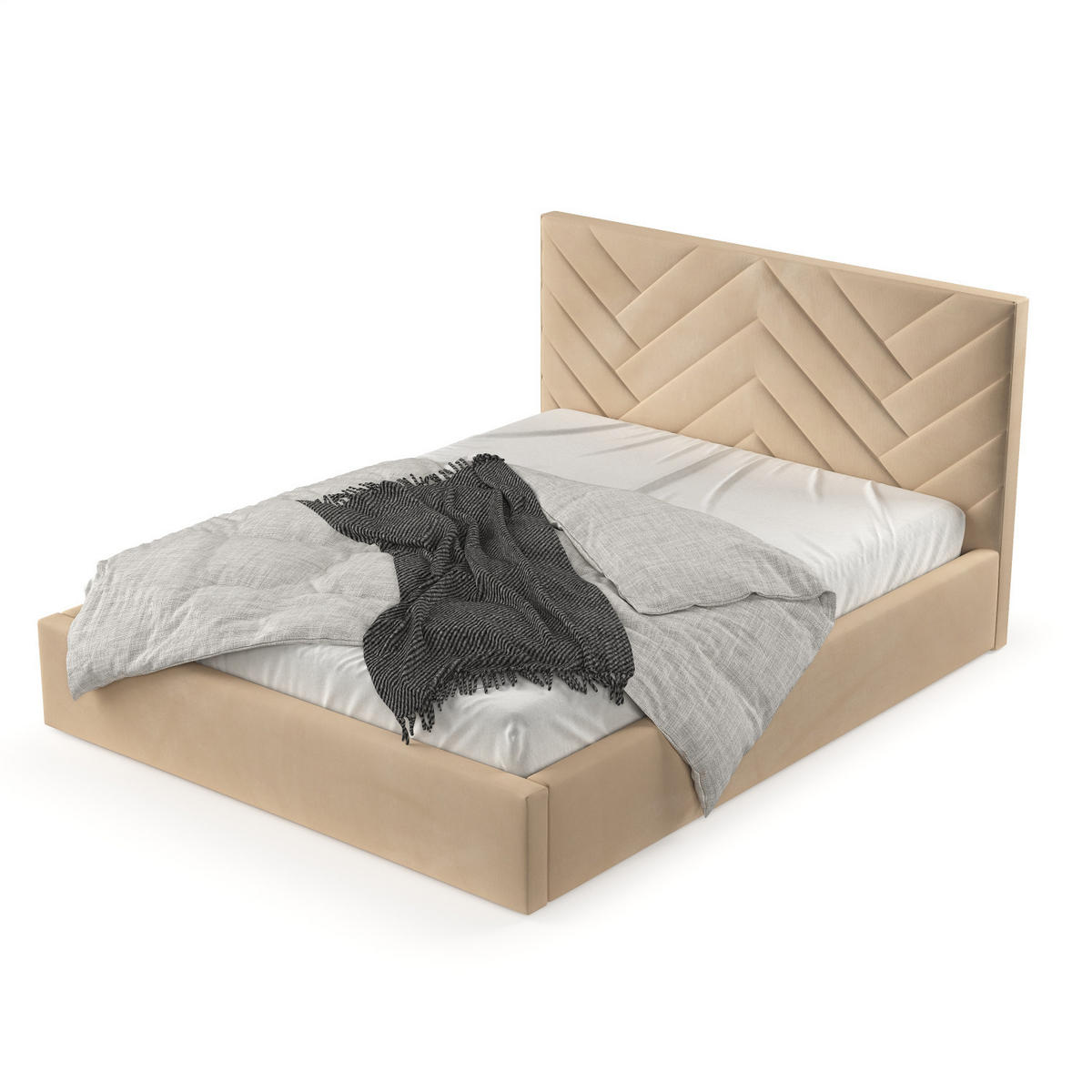 POLSTERBETT Arco 160/200 cm Beige im Kronos Stoff - Beige/Schwarz, Holz/Holzwerkstoff (160/200cm) - AltaBeds