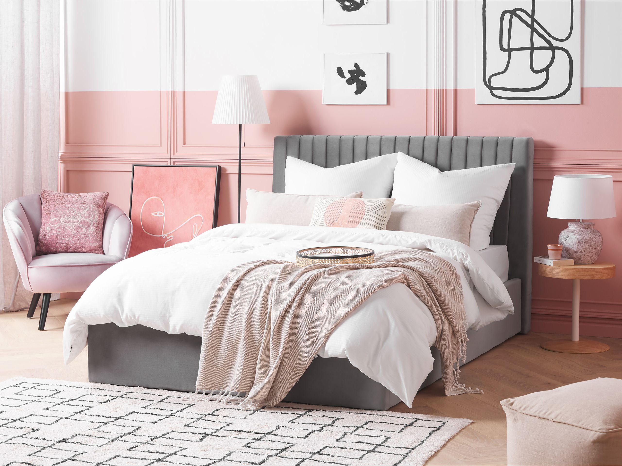 POLSTERBETT 140x200 cm Grau Vion - Grau, Textil (140/200cm) - Beliani