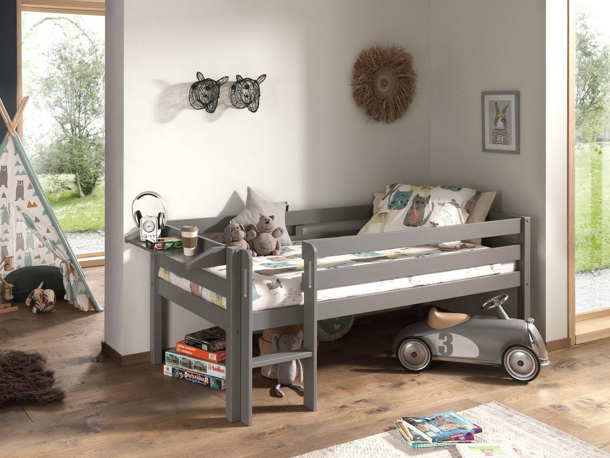 KOJENBETT Karolina 208x83x105 aus Massivholz in Grau - Grau, Holz (90/200cm) - 58aufmkessel