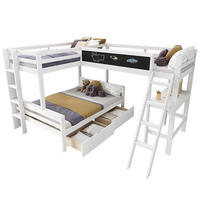 HOCHBETT 140x200cm & 90x200cm mit Schreibtisch und Regal in weiß - Weiß, Holz (90/200cm) - KOMHTOM