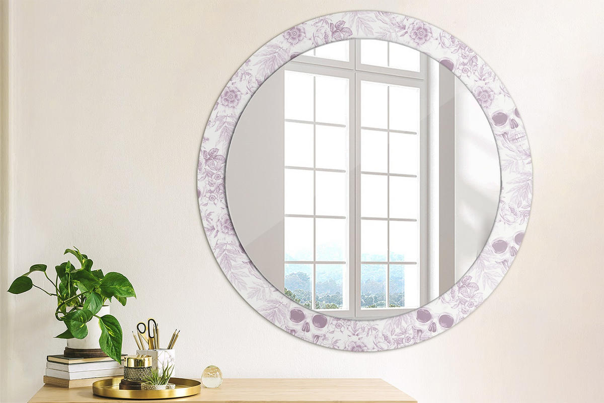 SPIEGEL Rund Ø 80 cm mit Aufdruck - Violett, Glas (80/80/0.4cm) - Wallfluent