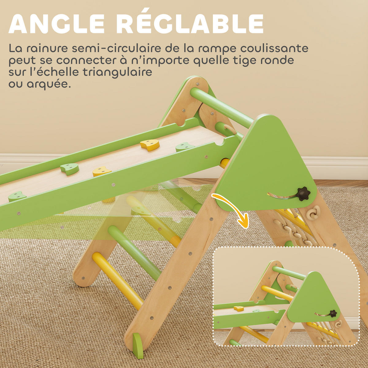 KLETTERDREIECK DE-18396 8-in-1 mit Rampe, Bogen & Leiter Grün - Grün, Holzwerkstoff (74.5/191.5cm) - ComfortXL