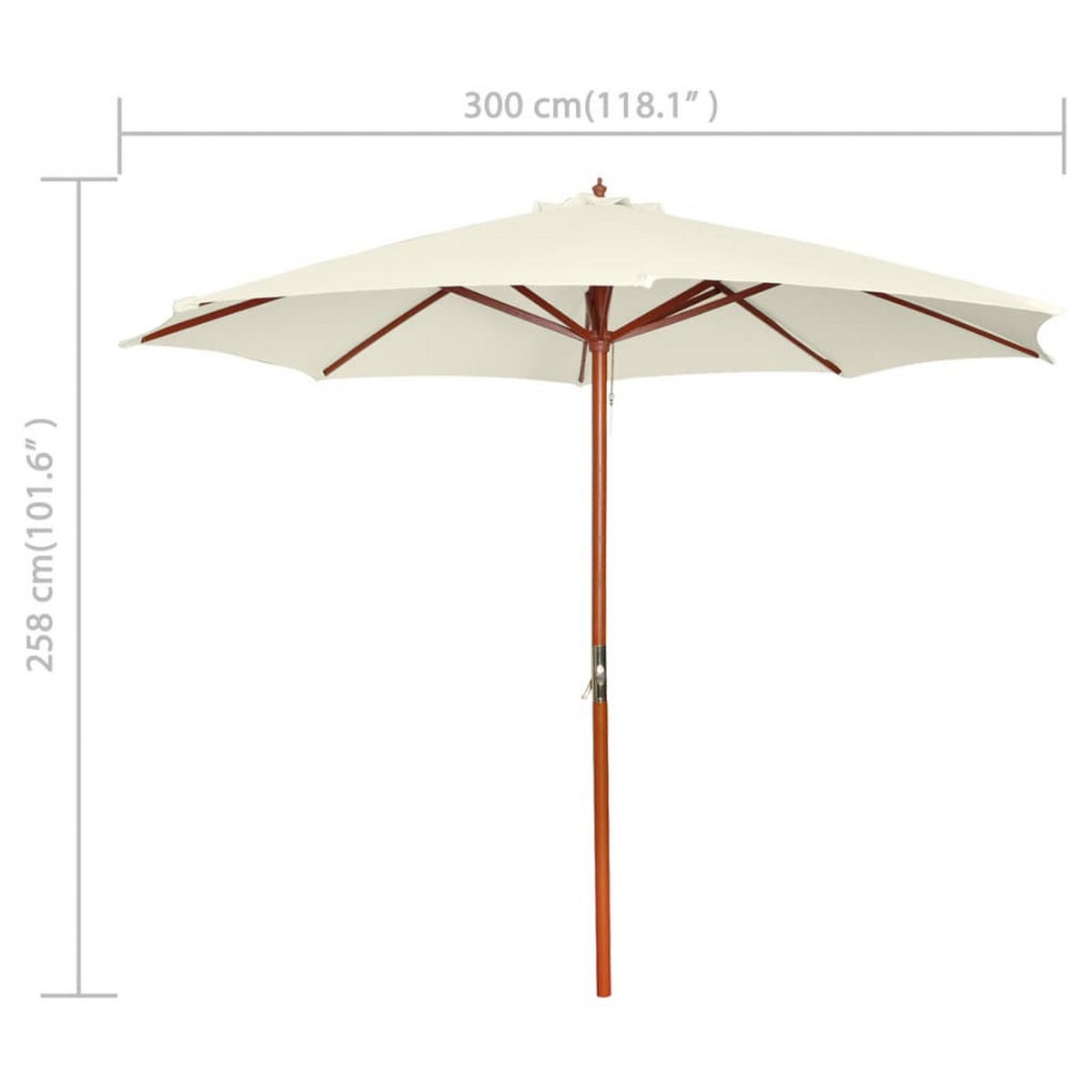 SONNENSCHIRM 300/258 Cm Sandweiss - Weiß, Textil (300/300cm) - vidaXL