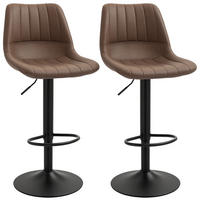 BARHOCKER 2er-Set DE-08069 Retrodesign, höhenverstellbar, drehbar Schwarz - Braun, Metall (49.5/111/43cm) - ComfortXL