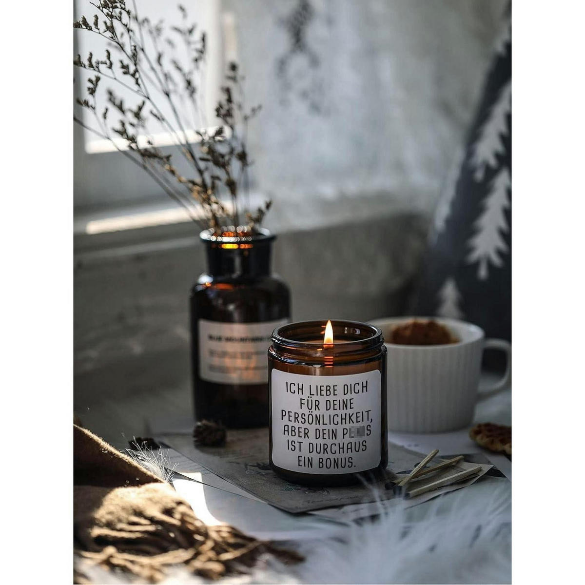 DUFTKERZE Teakholz Maskulin 100% Sojawachs Geschenkbox - Braun, Paraffin (14.4cm)
