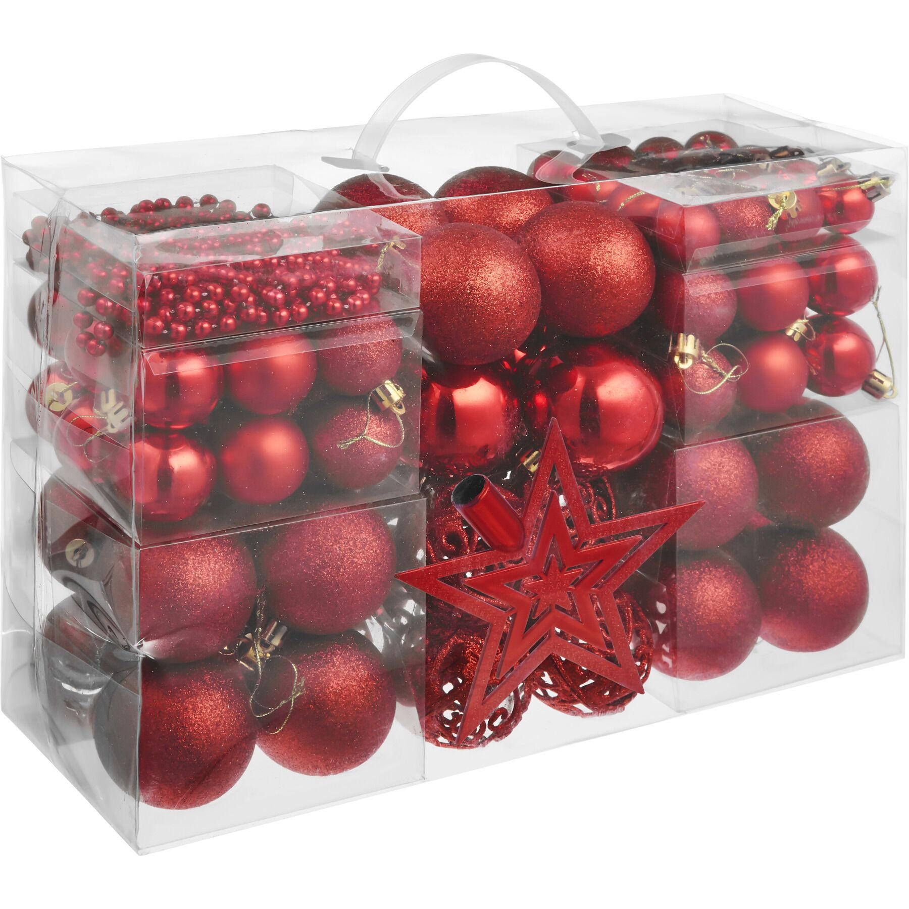 WEIHNACHTSKUGELN ,Durchmesser 3, 4 und 6 cm,rot - Rot, Textil (6/6/6cm) - tectake